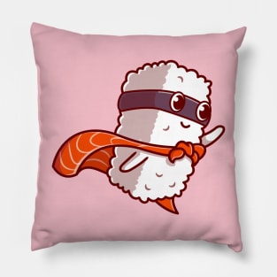 Cute Sushi Salmon Hero Cartoon Pillow