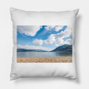 Summer Beach Lake and Mountains Pillow