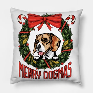 Merry Dogmas Christmas Beagle Dog Owner Pillow