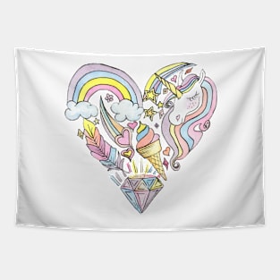 Unicorn heart Tapestry