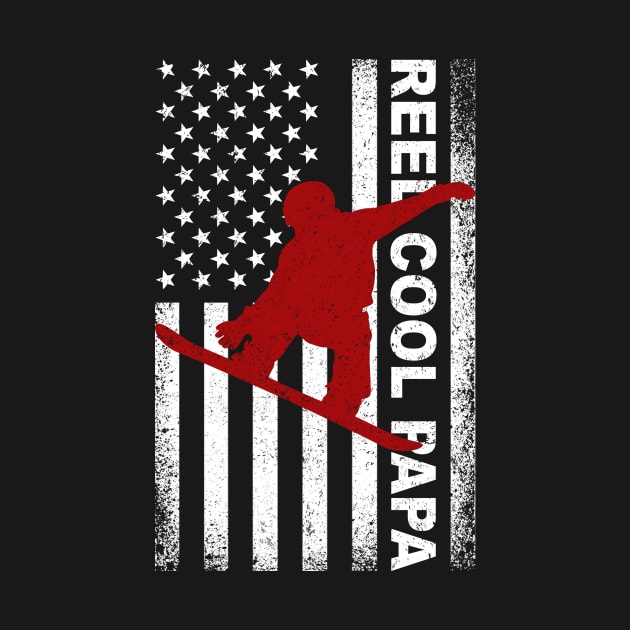 Reel Cool Papa Snowboarding American Flag by DanYoungOfficial