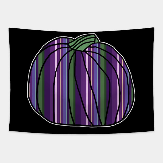 Halloween Horror Pumpkin Purple Green Stripes Tapestry by ellenhenryart