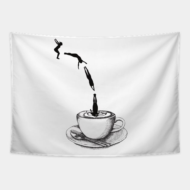 Coffee diver design for caffeine addicts! Tapestry by Katebi Designs