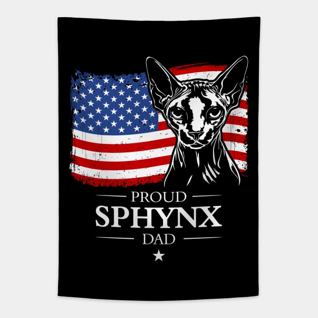 Proud Sphynx Dad American Flag patriotic cat Tapestry by wilsigns