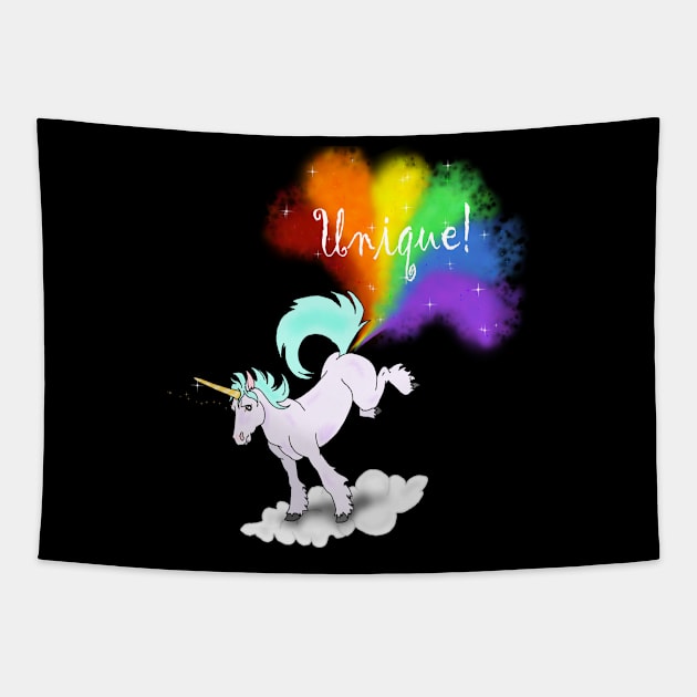 unique unicorn fart Tapestry by Fickle and Fancy