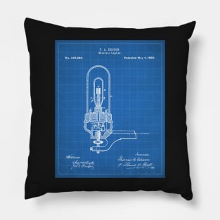 Light Bulb Patent - Industrial Design Housewarming Art - Blueprint Pillow