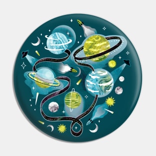 Highway to Intergalactic Alien Adventures - Green & Teal Pin