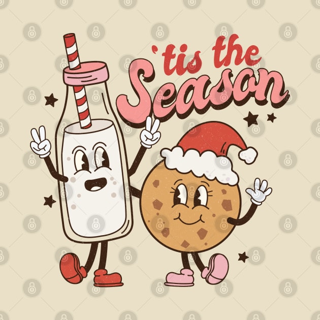 Retro Christmas Tis the Season Milk and Cookies by Nova Studio Designs