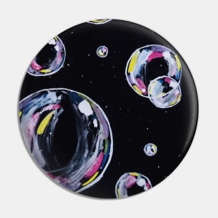 Watercolor painting of Bubbles on black background Pin