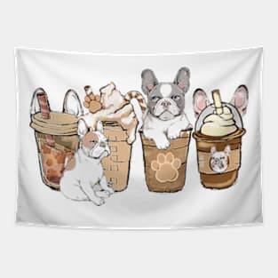 French Bulldog Coffee Hand drawn art , Coffee Lover, Dogs Lover Tapestry