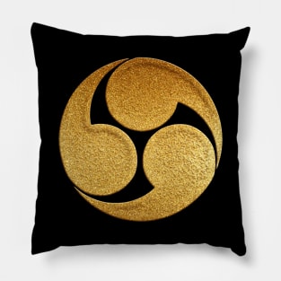 Gold Migi Mitsu Tomoe Kamon Pillow