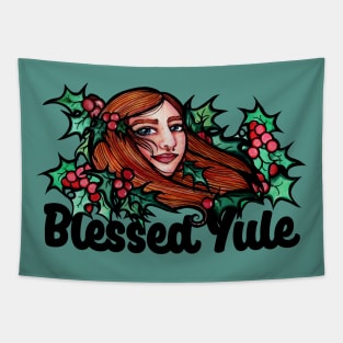 Blessed Yule Pagan Holiday Tapestry