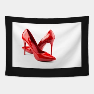 red woman shoes fashion Tapestry