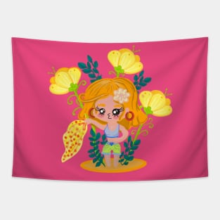 Cute girly cartoon Face girl Tapestry