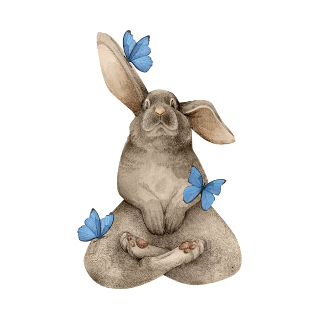 meditating bunny with butterflies by KindSpirits