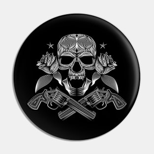 Gun Skull Pin