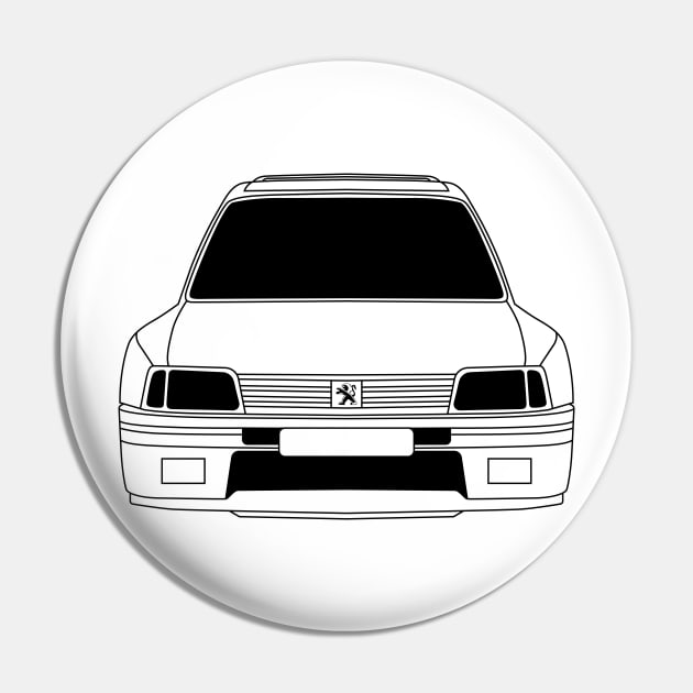 Peugeot 205 Black Outline Pin by kindacoolbutnotreally