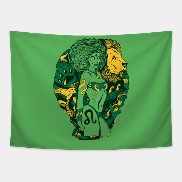 Forrest Green Leo Beauty Tapestry by kenallouis