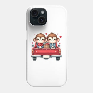 Valentine Monkey Couple Sitting On Truck Phone Case