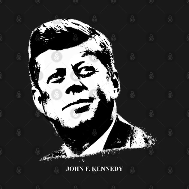 John F. Kennedy Portrait Pop Art Black by phatvo
