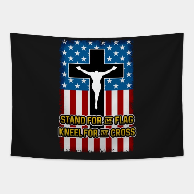 Stand for the Flag Kneel for the Cross Tapestry by RadStar