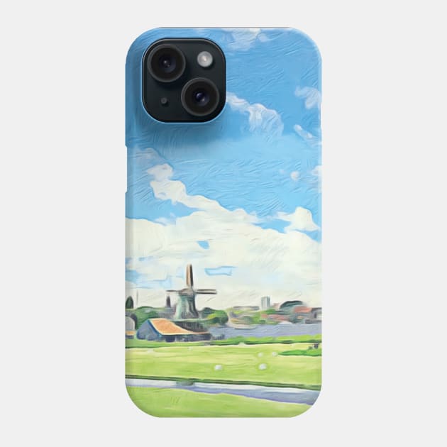 Amsterdam canal boats watercolor art painting Phone Case by Aziz