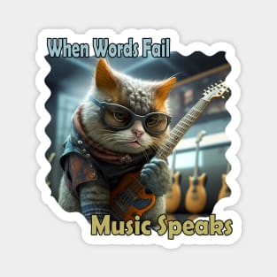 Music Speaks Cat musician Magnet