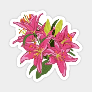 Stargazer Lily Flowers Digital Painting Magnet