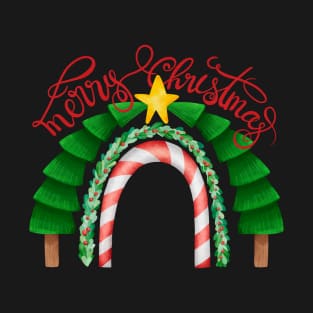 Merry Christmas Candy Cane Rainbow T-Shirt