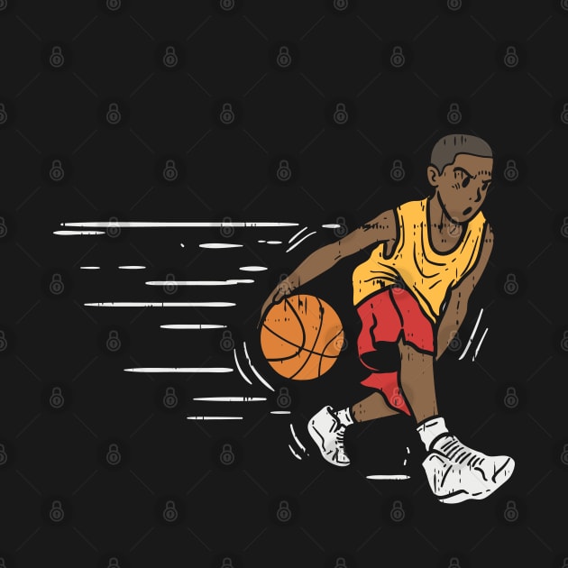 Fast dribbling basketball boy by Shirtbubble