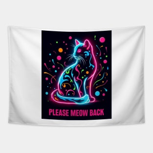 baby lasagna neon cat please meow back Tapestry