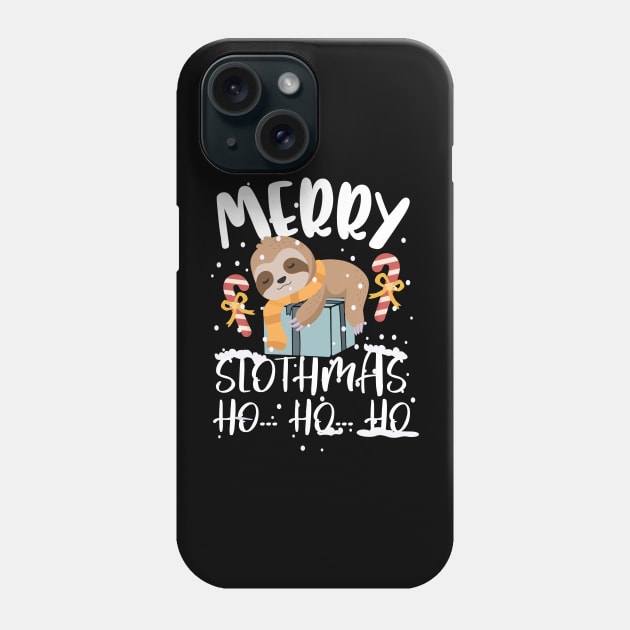 Merry Slothmas Ho Ho Ho Christmas Phone Case by alcoshirts