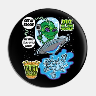 Alien Cow Abduction by an extraterrestrial in a UFO with a spatula Pin