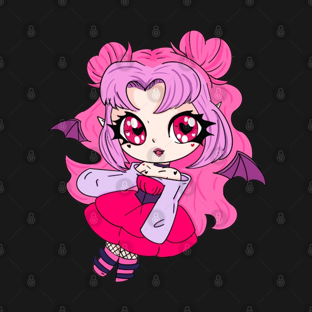 chibi pink vampire girl by Beelixir Illustration