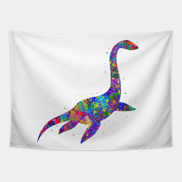 Plesiosaurus dinosaur watercolor Tapestry by Yahya Art