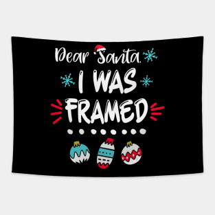 Dear Santa I Was Framed Christmas Pajama Men Women Tapestry