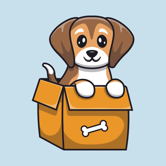 Cute Dog Playing In Box by Catalyst Labs