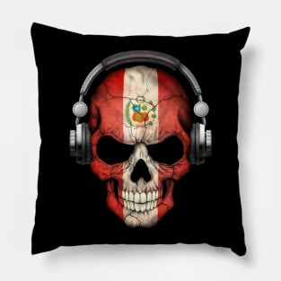 Dark Skull Deejay with Peruvian Flag Pillow