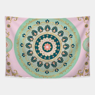 Vintage gold mandala ornament design Tapestry