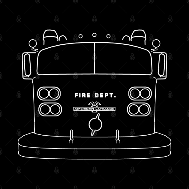 Classic American LaFrance fire engine white outline graphic by soitwouldseem