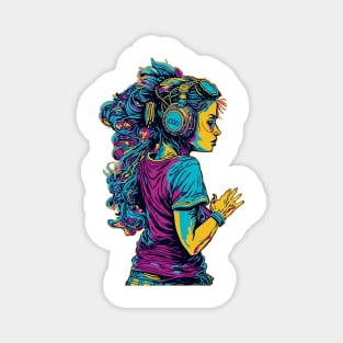 Girl with Headphones Magnet