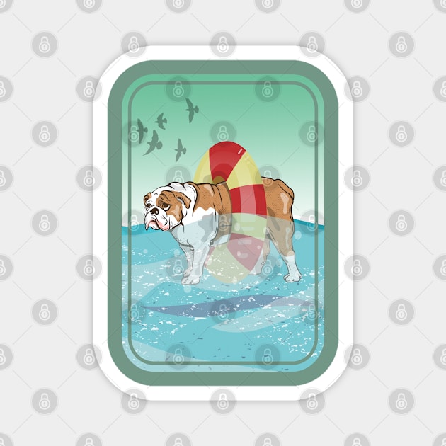 British bulldog swimming in the ocean Magnet by mailboxdisco