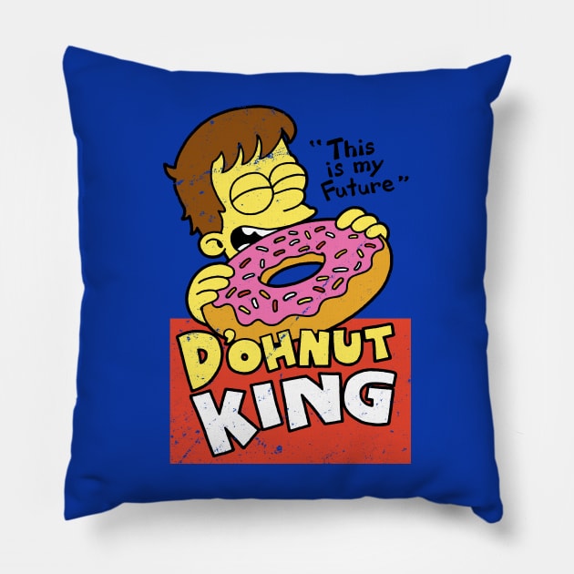 Doughnut King Cute Vintage Retro Tv Foodie Funny Cartoon Pillow by Keira's Art