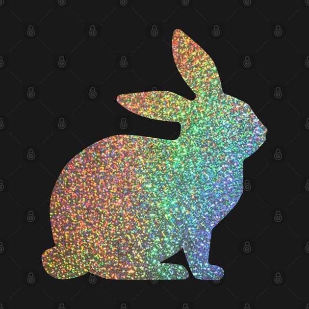 Holographic Rainbow Faux Glitter Easter Bunny by Felicity-K