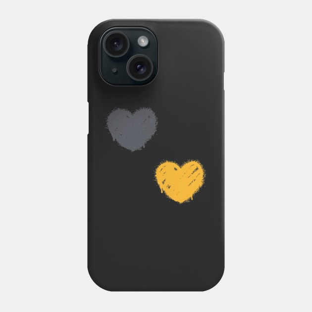 Spray Painted Hearts Black and Gold Phone Case by jeanmbart