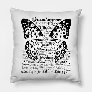 Inspirational Wings in Dark Font Pillow