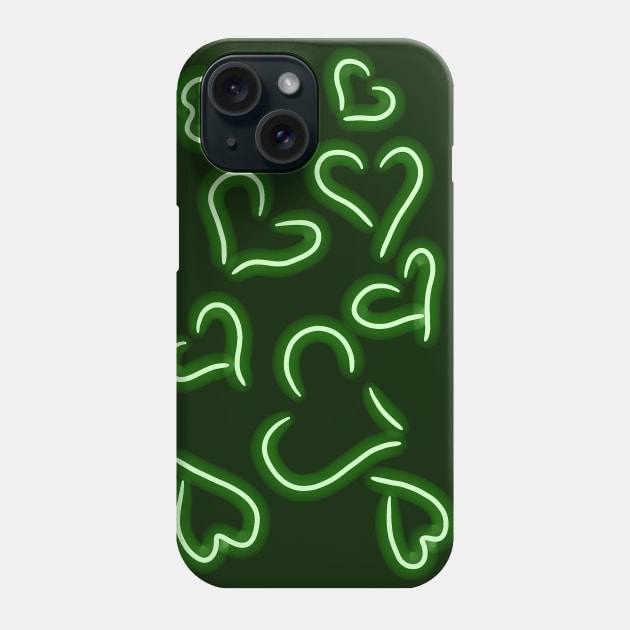 Neon Hearts Green Phone Case by BlakCircleGirl