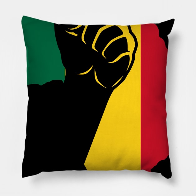 African American Black Power Fist Pillow by Marcell Autry