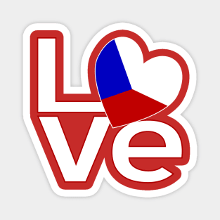 White Red Czech LOVE Magnet