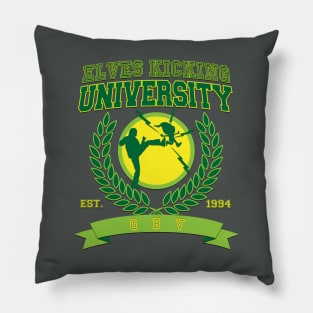 Kicking Elves University Pillow